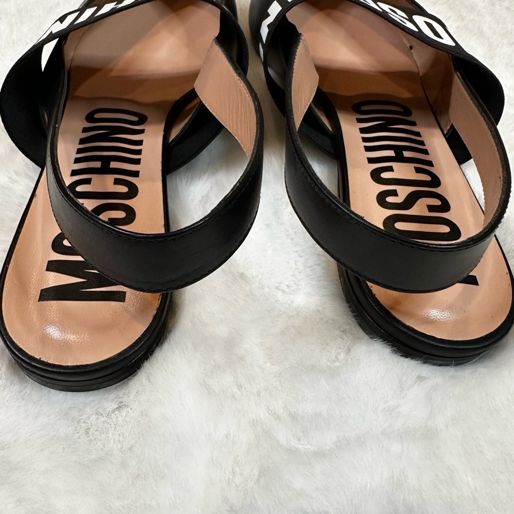Moschino Black and White Slingback Flats-- Leather Slingback Flat brand new 39 - Picture 5 of 9